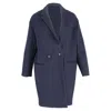 Isabel Marant Double-breasted Coat In Navy Blue Wool In Blue