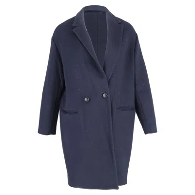 Isabel Marant Double-breasted Coat In Navy Blue Wool