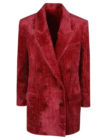 Isabel Marant Double-breasted Corduroy Jacket With Tailored Fit In Red