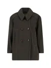 Isabel Marant Double-breasted Green Jacket With Structured Collar And Large Buttons In Green