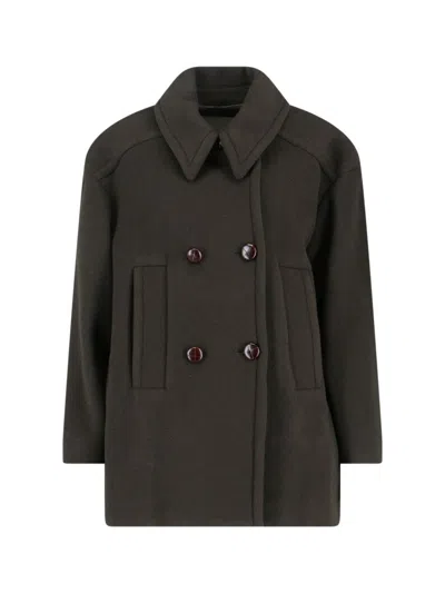 ISABEL MARANT DOUBLE-BREASTED GREEN JACKET WITH STRUCTURED COLLAR AND LARGE BUTTONS