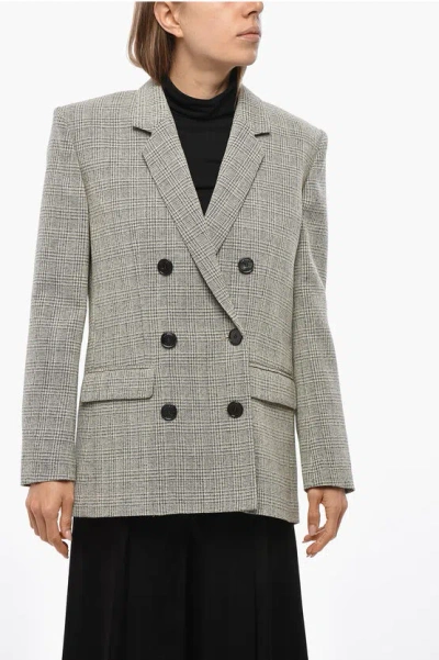 Isabel Marant Double-breasted Madine Blazer With District Check Motif In Gray
