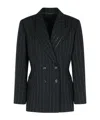 Isabel Marant Maia Double-breasted Pinstriped Cotton-blend Herringbone Blazer In Black