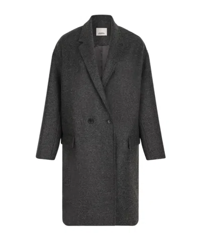Isabel Marant Double-breasted V-neck Coat In Gray