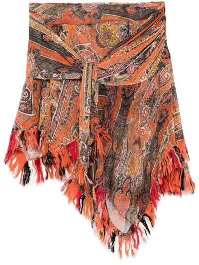 Isabel Marant Dova Printed Cotton Skirt In Orange