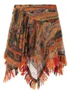 Isabel Marant Layered Paisley Wrap Skirt Fringe In Orange