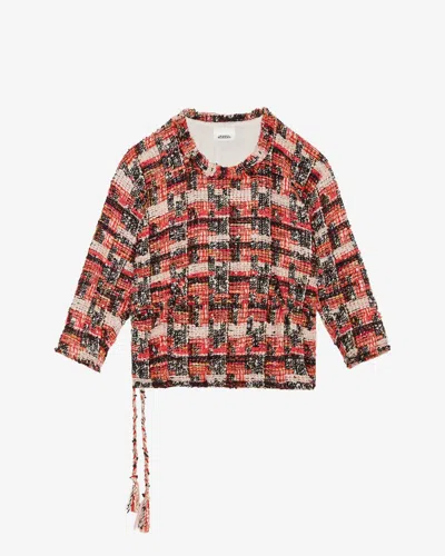 Isabel Marant Dragana Tweed Sweater In Shell Pink-ecru