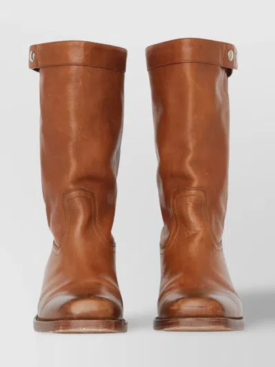 ISABEL MARANT DRAPED BUTTON BLOCK HEEL ANKLE BOOTS