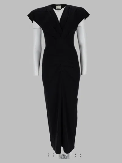 Isabel Marant Draped Cap Sleeve Maxi Dress In Black