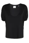 Isabel Marant U-neck Boxy T-shirt With Draped Sleeves In Black