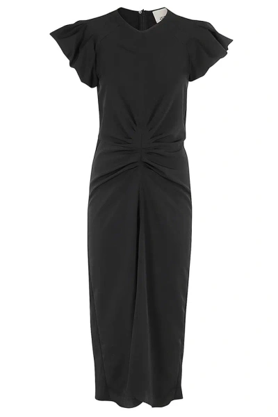 Isabel Marant Draped Detailed Midi Dress In Black