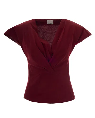 Isabel Marant Draped Fitted Top With Deep V-neckline And Removable Straps In Red