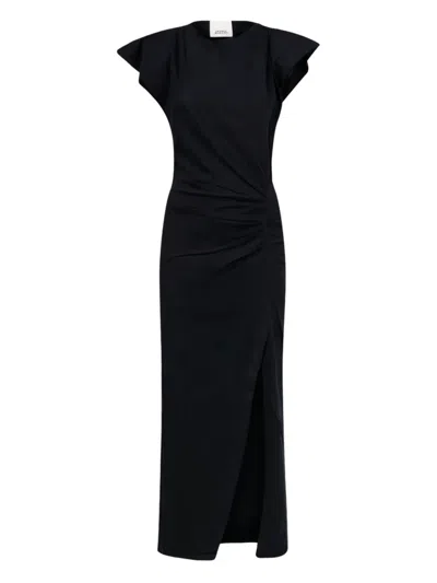 Isabel Marant Draped-front Slit Dress In Black