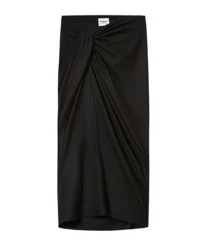 Isabel Marant Draped Knot-detail Midi Skirt In Black