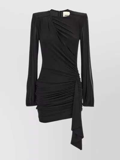 Isabel Marant Draped Long Sleeve Dress With Asymmetric Hem