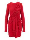 Isabel Marant Georgia Ruched Draped Jersey Mini Dress In Red