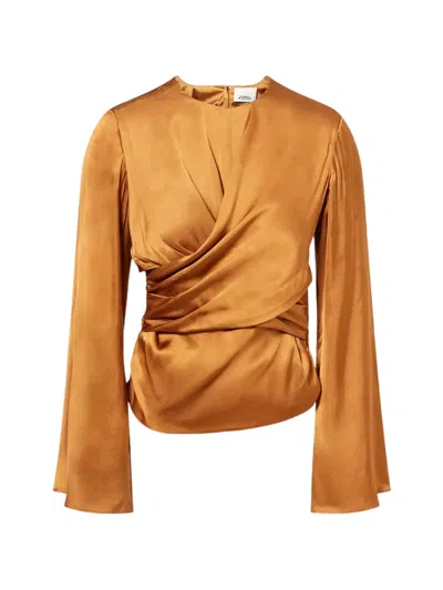 Isabel Marant Draped Long-sleeve Blouse In Brown