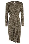 Isabel Marant Draped Midi Dress In Leopard Print In Brown