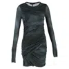 Isabel Marant Draped Mini Dress In Grey Silk In Gray