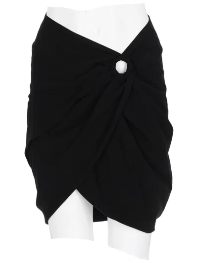 Isabel Marant Draped Mini Skirt With Circular Ring Detail In Black