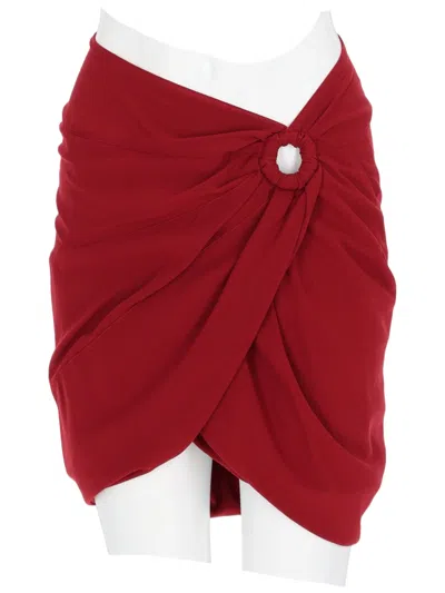 Isabel Marant Draped Mini Skirt With Gathered Front And Ring Detail In Brown