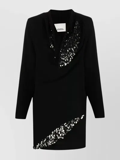 ISABEL MARANT DRAPED NECKLINE SEQUIN EMBELLISHMENT MINI DRESS