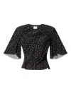 Isabel Marant Draped Polka Dot Top In Black