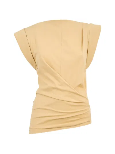 Isabel Marant Draped Short-sleeve Blouse In Orange