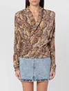 Isabel Marant Draped Snakeskin Wrap Blouse In Animal Print