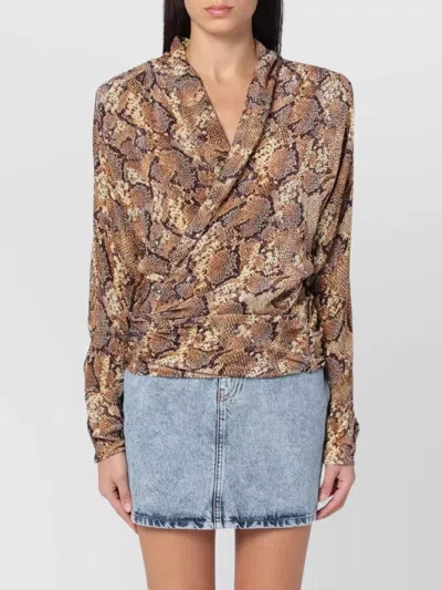 ISABEL MARANT DRAPED SNAKESKIN WRAP BLOUSE