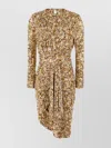 Isabel Marant Draped Stretch Viscose Dress With Asymmetric Hem In Brown
