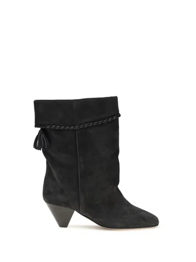 Isabel Marant Draped Suede Boot In Faded Black