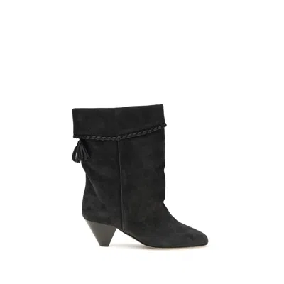 Isabel Marant Draped Suede With Braided Cuff Boot In Black