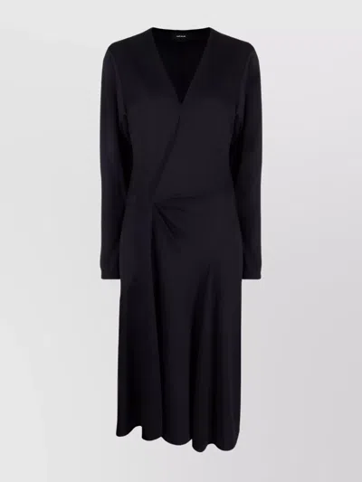 ISABEL MARANT DRAPED V-NECKLINE MIDI DRESS WITH LONG SLEEVES