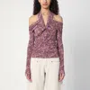 Isabel Marant Vonda Cold-shoulder Draped Top In Purple