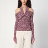 Isabel Marant Vonda Cold-shoulder Draped Top In Purple