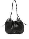 Isabel Marant Drawstring Leather Shoulder Bag In Black