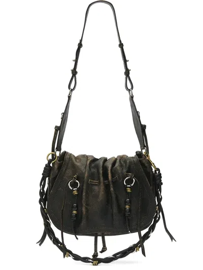 Isabel Marant Drawstring Leather Shoulder Bag In Black
