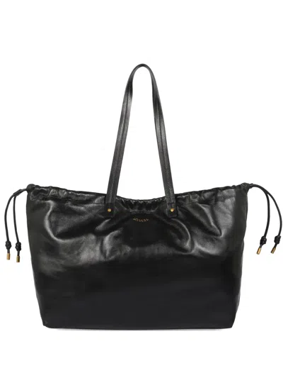 Isabel Marant Drawstring Leather Tote Bag In Black