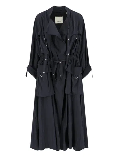 Isabel Marant Drawstring Long Jacket In Black