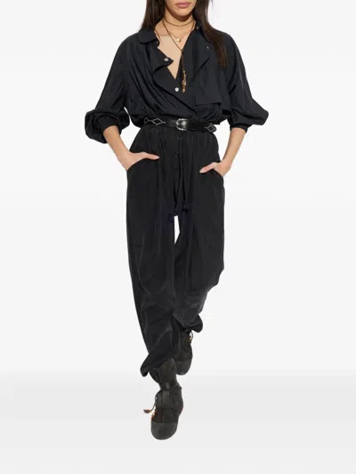 Isabel Marant Drawstring Pleated Trousers In Black
