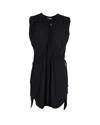 Isabel Marant Drawstring Waist Sleeveless Mini Dress In Black Cotton In Black
