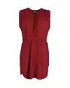 Isabel Marant Drawstring Waist Sleeveless Mini Dress In Burgundy Cotton In Red