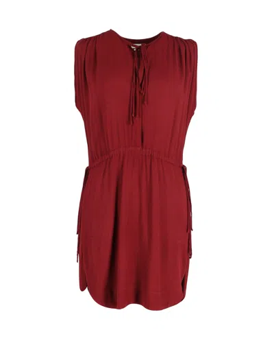 Isabel Marant Drawstring Waist Sleeveless Mini Dress In Burgundy Cotton In Red