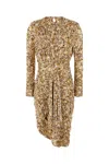 Isabel Marant Draped Stretch Viscose Dress With Asymmetric Hem In Beige