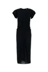 Isabel Marant Cap Sleeves Midi Length Ruched Dress In Black