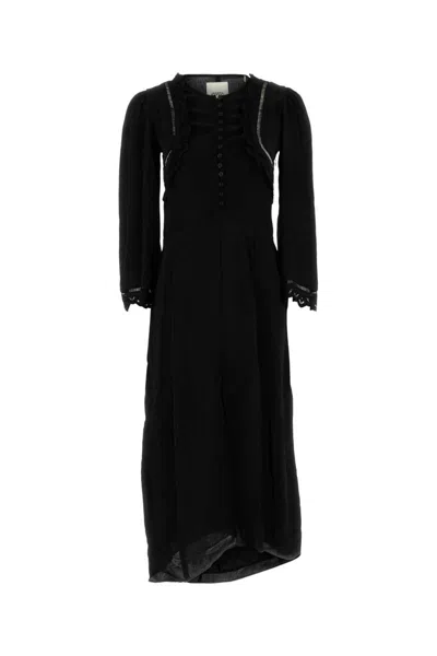 Isabel Marant Faustina Dress With Button Detailing And Lace In Black