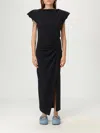 Isabel Marant Cotton Nadela Dress Cap Sleeves Midi Length In Black