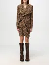 Isabel Marant Cleora Asymmetric Belted Leopard-print Stretch-silk Dress In Bunt