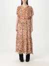 Isabel Marant Odelia Printed Gathered Silk Midi Dress In Orange